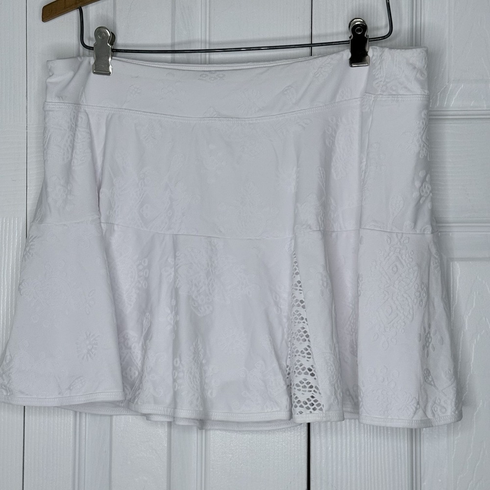 LILLY PULITZER Skort‎ Women L White Lined Luxletic Coquina Tennis Golf